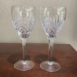 Set of 2, Lead Crystal Wine Glass/Water Goblet